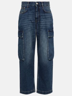 Straight leg jeans a vita alta con motivo a stelle Stella Mccartney blu