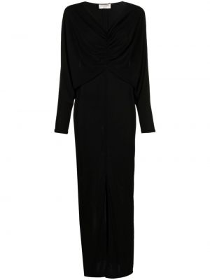 Večerna obleka z draperijo Saint Laurent črna
