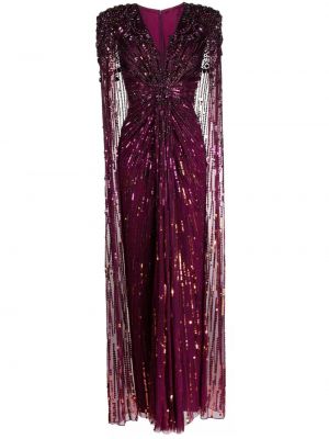 Коктейлна рокля с пайети Jenny Packham виолетово