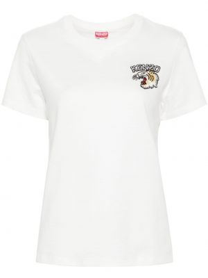 Βαμβακερή μπλούζα με ρίγες τίγρη Kenzo λευκό