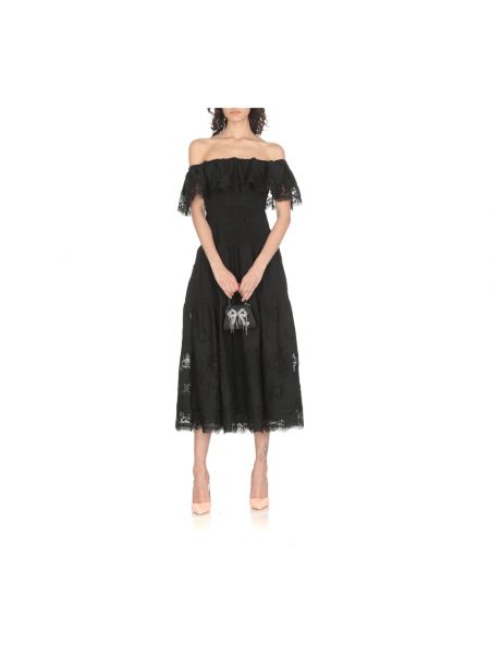 Sukienka midi z falbankami Self-portrait czarna