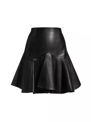 Кожаная юбка с рюшами Jason Wu Collection черная