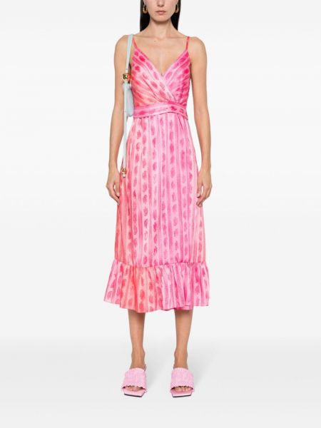 Sukienka długa z wzorem paisley Sandro różowa