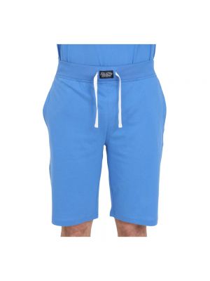 Dzianinowe szorty slim fit bawełniane Polo Ralph Lauren Underwear niebieskie