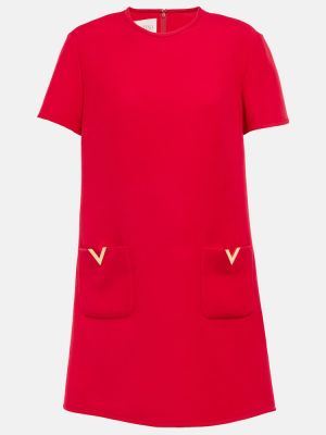 Jedwabna sukienka wełniana Valentino czerwona