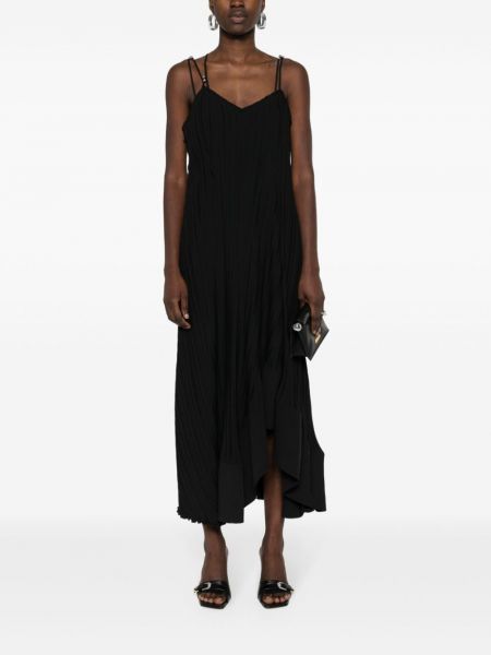 Plisované asymetrické šaty Lanvin černé