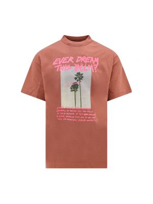 Koszulka bawełniana z nadrukiem z krótkim rękawem Palm Angels brązowa