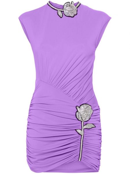 Květinové koktejlové šaty David Koma fialové