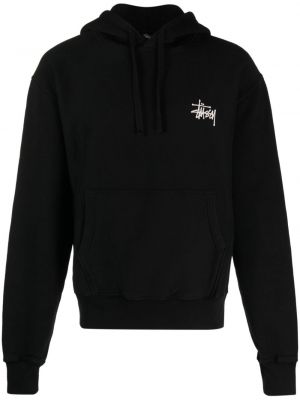 Pamučna hoodie s kapuljačom s printom Stüssy crna