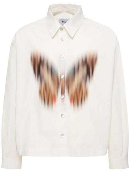 Bavlnená košeľa s potlačou Bonsai biela