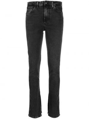 Kõrge vöökohaga kitsa lõikega teksapüksid 3x1 must