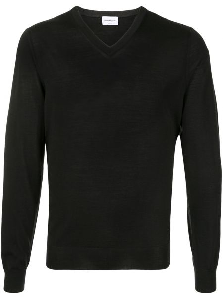 Jersey con escote v de tela jersey Salvatore Ferragamo negro