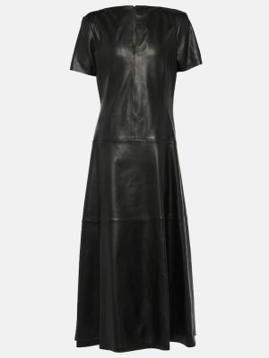 Kožené midi šaty s výstřihem do v Dorothee Schumacher černé