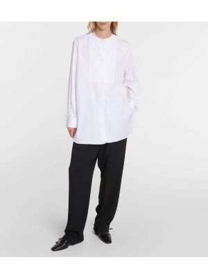 Oversize памучна риза The Row бяло