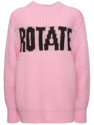 Sweter wełniany oversize Rotate różowy
