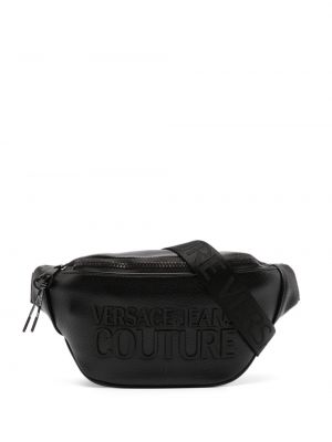Pasek skórzany Versace Jeans Couture czarny