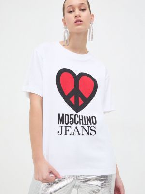 Tricou din bumbac Moschino Jeans alb