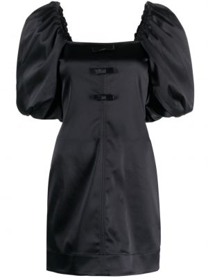 Σατέν κοκτέιλ φόρεμα με φιόγκο Ganni μαύρο
