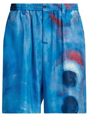 Svilene kratke hlače s potiskom Marni modra
