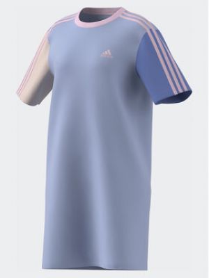 Pruhované šaty jersey relaxed fit Adidas modré