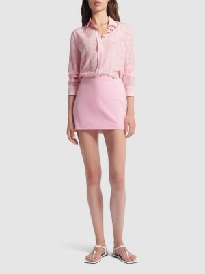 Μεταξωτό πουκάμισο με σχέδιο Versace ροζ
