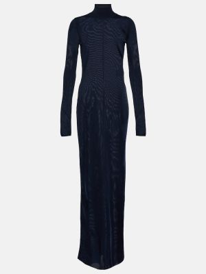 Μάξι φόρεμα από ζέρσεϋ από διχτυωτό Saint Laurent μαύρο
