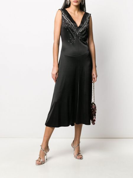Sukienka koktajlowa z dekoltem w serek Paco Rabanne czarna