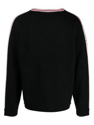 Sweter z wełny merino w paski Perfect Moment czarny