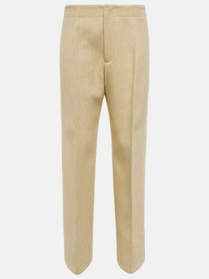 Vlněné rovné kalhoty Bottega Veneta béžové