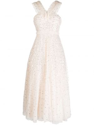 Вечерна рокля с v-образно деколте Needle & Thread бяло
