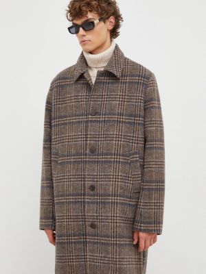 Oversized vlněný kabát Les Deux hnědý