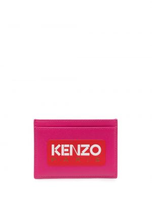 Portefeuille en cuir à imprimé Kenzo rose