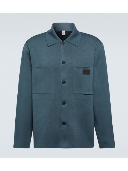 Bombažna svilena usnjena jakna Berluti modra