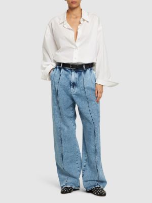 Jeans a vita alta di cotone baggy Giuseppe Di Morabito blu