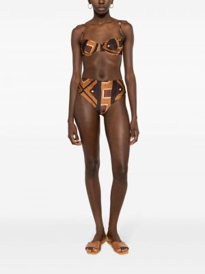 Bikini à imprimé à motif géométrique Lenny Niemeyer marron