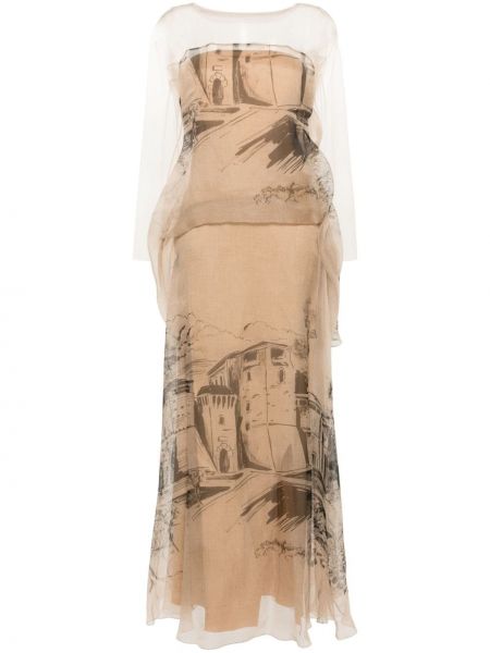 Jedwabna sukienka koktajlowa z nadrukiem Alberta Ferretti