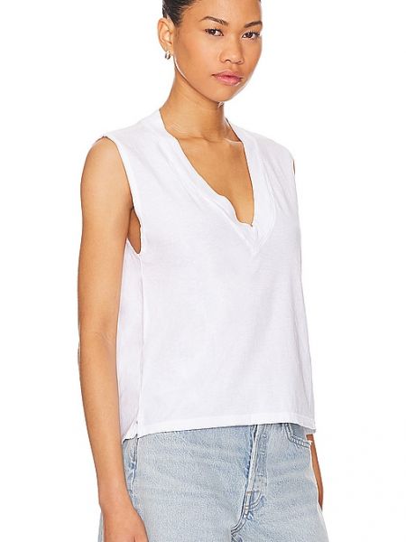 Camiseta de algodón con escote v Perfectwhitetee blanco