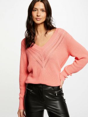 Длинный свитер с v-образным вырезом с длинным рукавом Morgan розовый