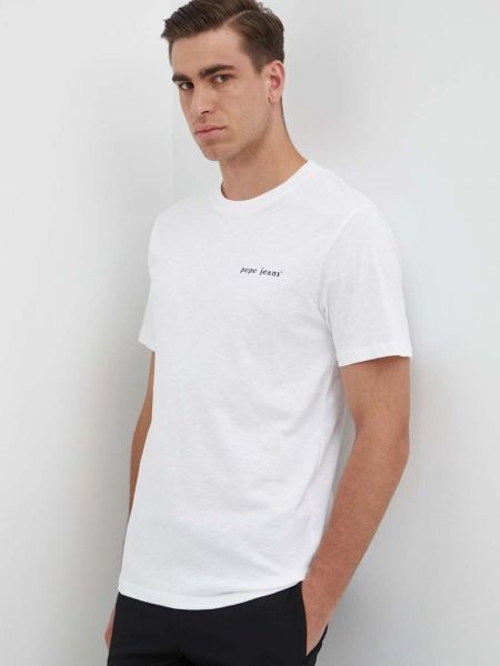Бавовняна футболка з принтом Pepe Jeans біла