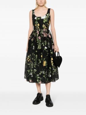 Sukienka midi w kwiatki żakardowa Erdem czarna
