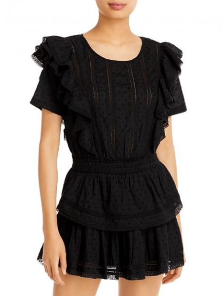 Платье мини с коротким рукавом Loveshackfancy черное