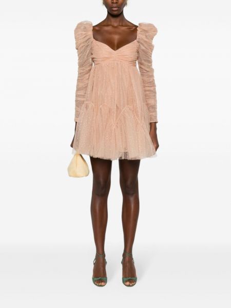 Taškuotas suknele kokteiline iš tiulio Zimmermann smėlinė