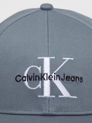Czapka z daszkiem bawełniana Calvin Klein Jeans niebieska