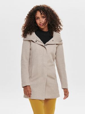 Priliehavý zimný kabát s kapucňou Only béžová