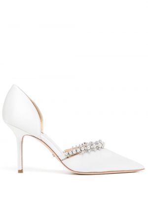 Полуотворени обувки с кристали Badgley Mischka бяло