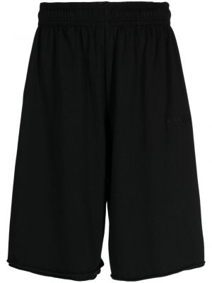 Pantaloni scurți cu broderie din jerseu Vetements negru