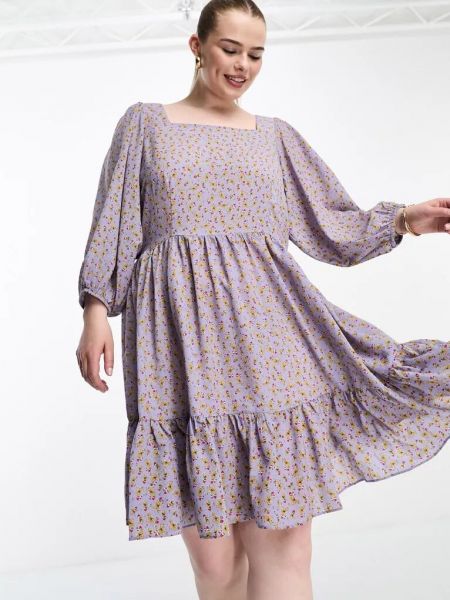 Платье мини с принтом с квадратным вырезом свободного кроя Glamorous