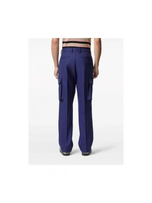 Pantalones rectos de lana Versace azul