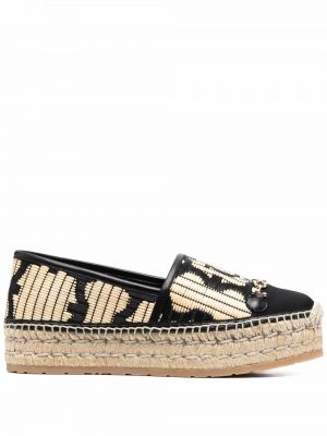 Brodert espadrillos Salvatore Ferragamo svart