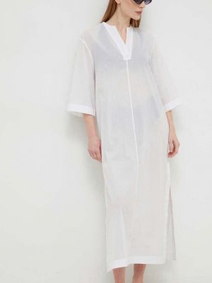 Памучна рокля Calvin Klein бяло